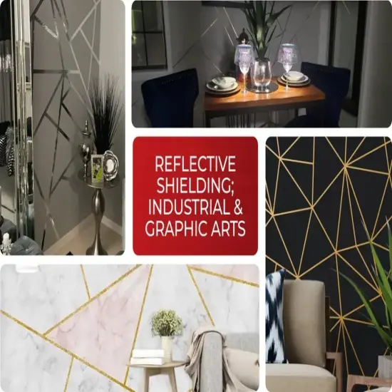 Decorative Metalized Tape for Walls and DIY Art Projects. Silver, 1/4" {3}