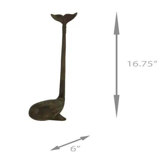 Rustic Brown Cast Iron Long Tail Whale Paper Towel Holder {5}