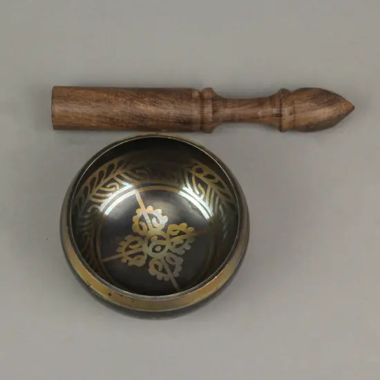 Antiqued Brass Tibetan Meditation Singing Bowl With Wooden Mallet 4 Inch {5}