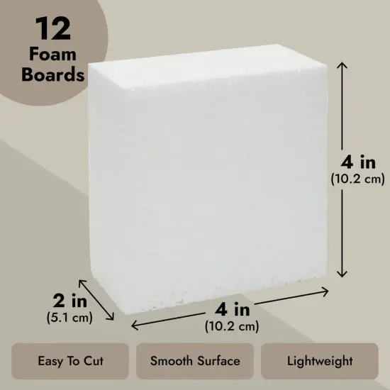 12-Pack Sculpting Foam Blocks for DIY Arts and Craft, White, 4 x 4 x 2" {3}
