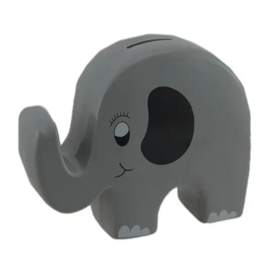 Whimsical Gray Ceramic Elephant Kids Money Bank {1}