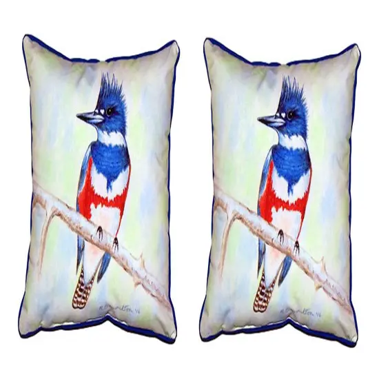 Pair of Betsy Drake Kingfisher Small Pillows 12 Inch X 12 Inch {1}