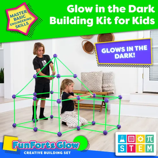 Fun Forts Glow Fort Building Kit for Kids - 81 Pack {2}