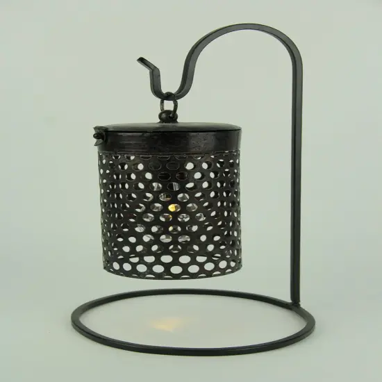 Black Metal Cage Hanging LED Accent Light with Stand {3}