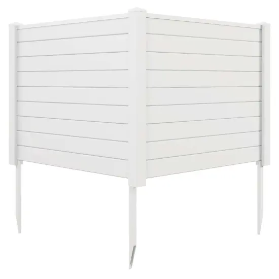 Costway 48"L x 37.5"H Air Conditioner Fence with 3 Ground Stakes Black/White {8}