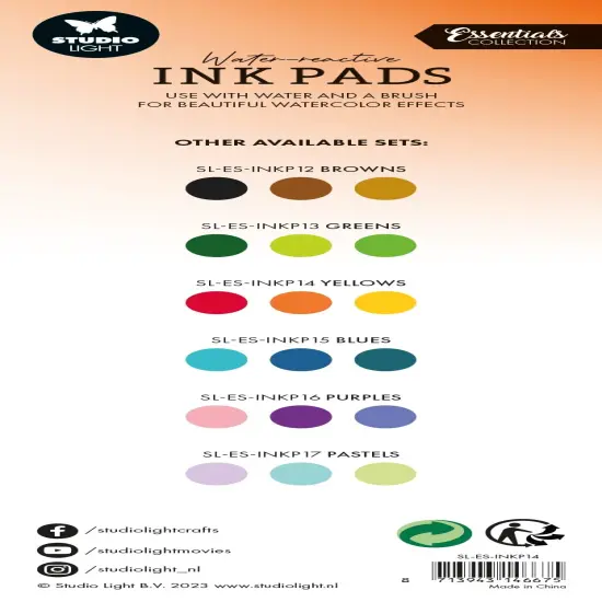 Studio Light Water-Reactive Ink Pads 3/Pkg-Nr. 14, Yellows {2}