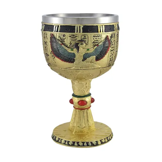 Egyptian Winged Isis Golden Wine Goblet 6 oz. {1}