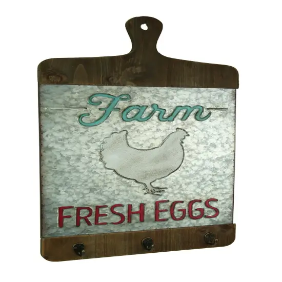 Galvanized Finish Farmhouse Chicken Cutting Board Wall Hook {1}