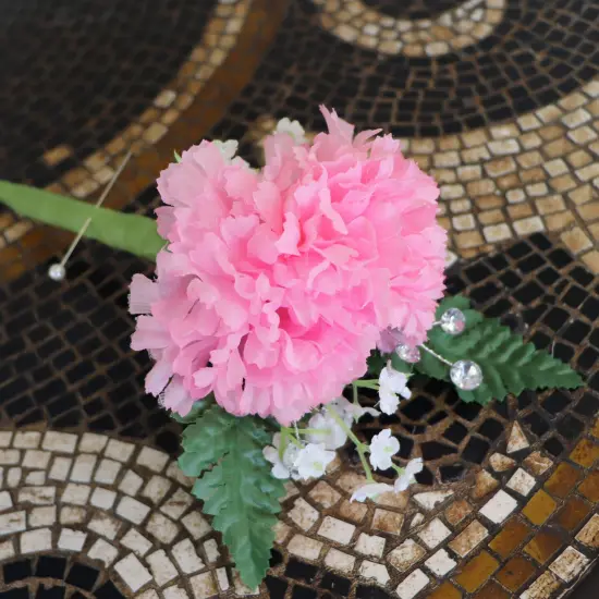 100-Pack: Gender Reveal Silk Carnation Picks, 5" Stems, 3.5" Wide, Floral Home by Artificial Flowers Pink {4}