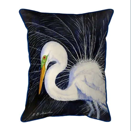 Betsy Drake Breeding Egret Large Indoor/Outdoor Pillow 16x20 Multicolor {1}