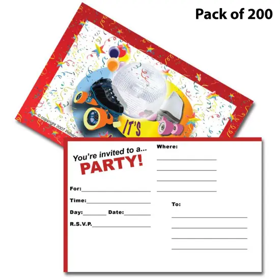 Disco Skate Postcard Invitations | 4 inches by 6 inches Plastic wrapped | RAHEEV&reg; {1}