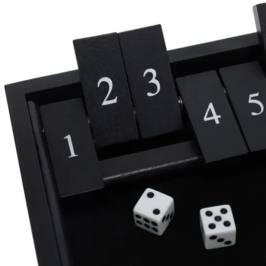 WE Games 12 Number Shut the Box Board Game, Black Stained Wood, 13.5 in. {6}