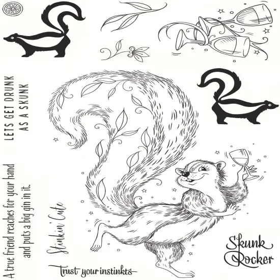 Pink Ink Designs 6"X8" Clear Stamp Set-Stinkin' Cute {2}