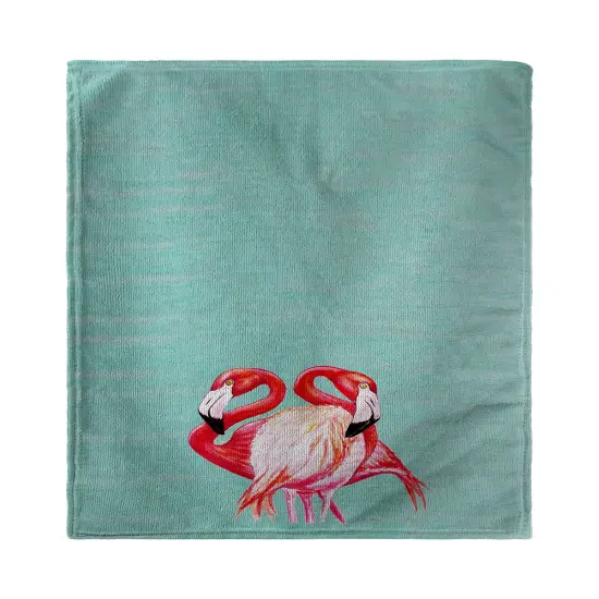 Betsy Drake Two Flamingos - Aqua Beach Towel {1}
