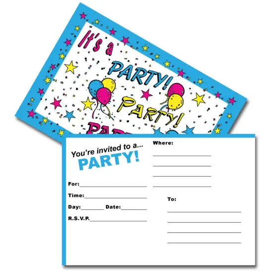 Star Party Postcard Invitations | 4 inches by 6 inches Plastic wrapped | RAHEEV&reg; {2}