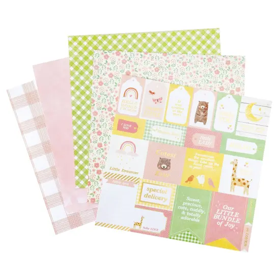 American Crafts Double-Sided Paper Pad 12"X12" 24/Pkg-Gold Foil, Hello Little Girl {4}