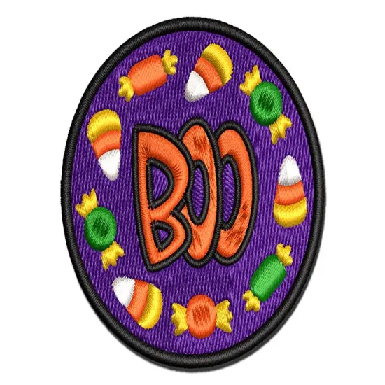 Boo Halloween Candy Multi-Color Embroidered Iron-On or Hook & Loop Patch Applique {1}