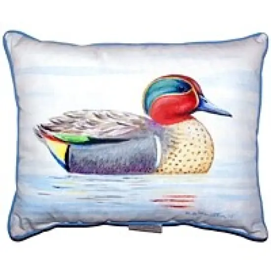 Zippered Betsy Drake Green Wing Teal Duck Outdoor Pillow 20 Inch x 24 Inch {1}