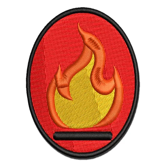 Flammable Fire Icon Multi-Color Embroidered Iron-On or Hook & Loop Patch Applique {1}