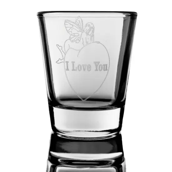 2oz I Love You with faerie on heart Shot Glass Fairy {1}
