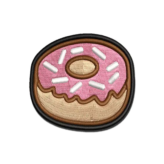 Donut with Sprinkles Multi-Color Embroidered Iron-On or Hook & Loop Patch Applique {1}