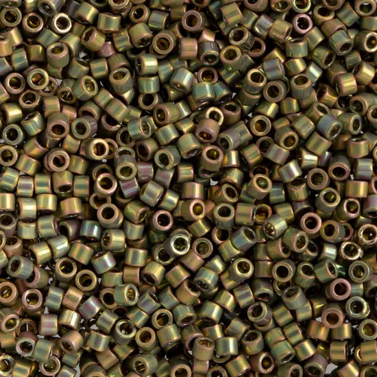 Miyuki Delica 3.3g Gold 24kt Glass Beads, 11/0 Green AB (DB0508) {1}