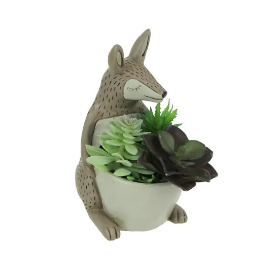 Brown Resin Kangaroo Succulent Planter Decorative Flower Pot With Drainage Plug {3}