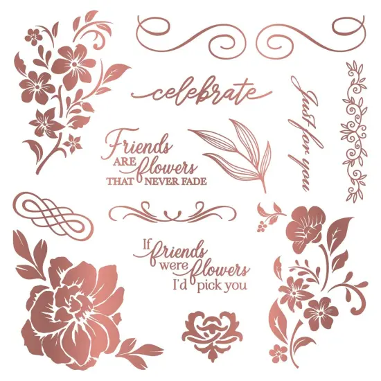 Sara Signature Floral Elegance Foil Transfers 8"X8" {4}