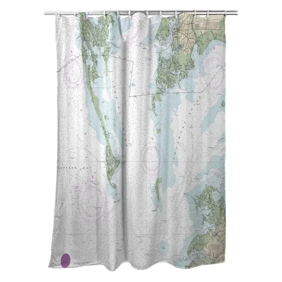 Betsy Drake - Pocomoke and Tangier Sounds, VA Nautical Map Shower Curtain {1}