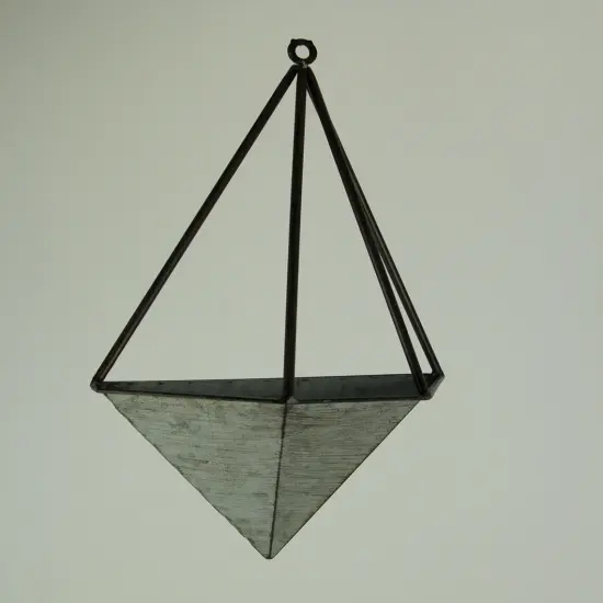 Galvanized Metal Diamond Shaped Angular Hanging Planters Set of 2 {3}