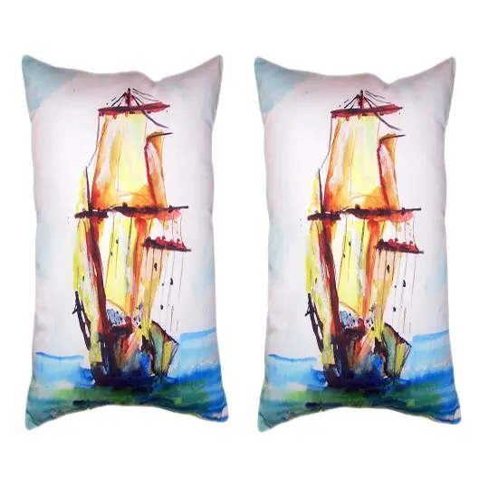 Pair Of Betsy Drake Tall Ship No Cord Pillows 18 X 18 {1}
