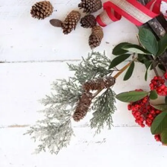 Create Your Winter Wonderland: 6-Piece Set of 20-Inch Snow Pine Picks with Cones | Festive Holiday Accents for Home and Office | Snowy Pine Branches Perfect for Stunning Seasonal Displays - 2024 Christmas Collection, Floral Home by Artificial Flowers {3}