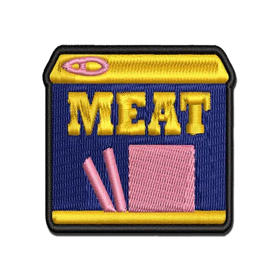 Canned Luncheon Meat Pork Ham Multi-Color Embroidered Iron-On or Hook & Loop Patch Applique {1}