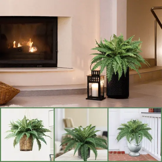 Lifelike Boston Fern Faux Plant - UV-Resistant Silk Greenery for Indoor/Outdoor Decor, Perfect for Living Rooms and Patios &ndash; Floral Home by Artificial Flowers {3}