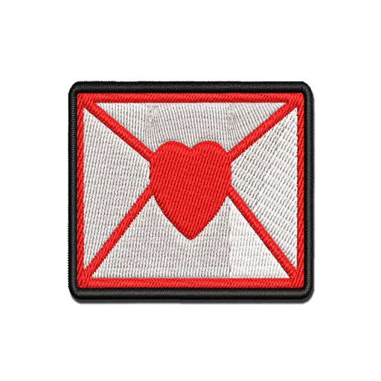Envelope with Heart Multi-Color Embroidered Iron-On or Hook & Loop Patch Applique {1}