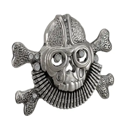 Aviator Skull & Crossbones Belt Buckle Pilot Flying {1}