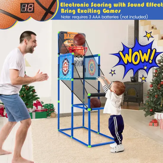 Costway 2-in-1 Kids Basketball Arcade & Sticky Balls Game w/Electronic Scoreboard Sound {4}