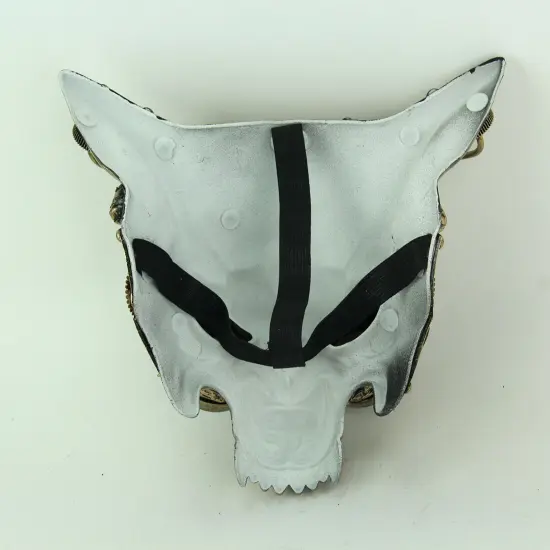 Mad Dog Metallic Gold Steampunk Wolf Face Mask {4}