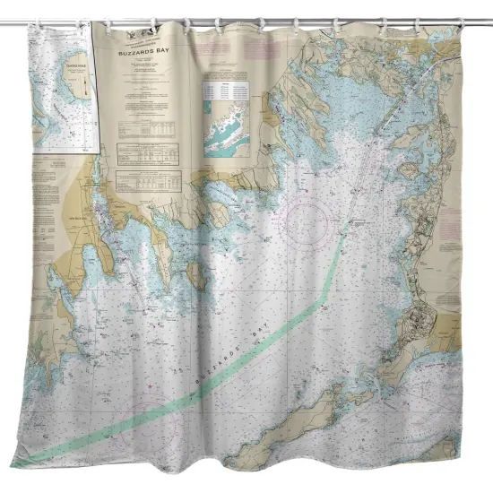 Betsy Drake Buzzards Bay, MA Nautical Map Shower Curtain {1}