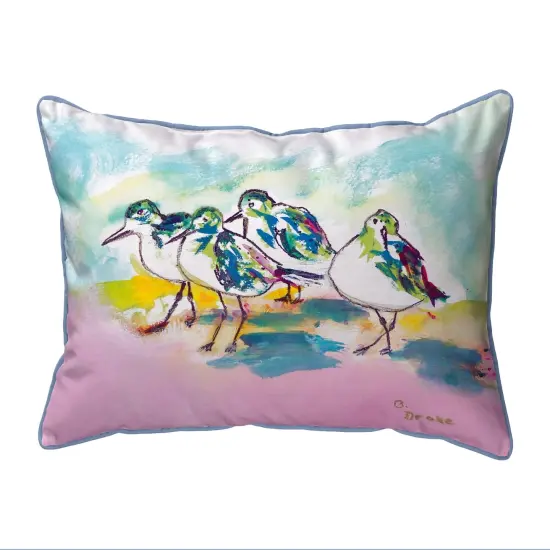 Betsy Drake Pink Sanderlings Extra Large 20 X 24 Indoor / Outdoor Pillow {1}