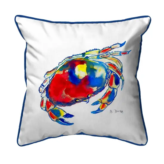 Betsy Drake Dungeness Crab Extra Large 22 X 22 Indoor / Outdoor White Pillow {1}