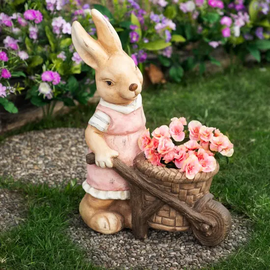 Northlight Girl Rabbit Outdoor Easter Garden Planter - 18.75" Brown {1}
