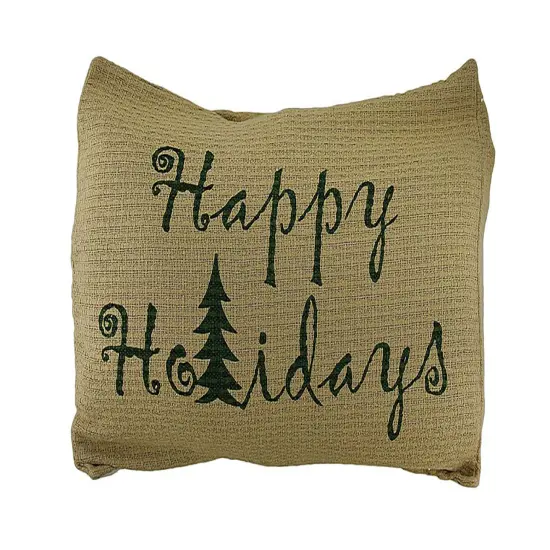 Evergreen Happy Holidays Woven Cotton Pillow Cover 14 X 18 in. {3}