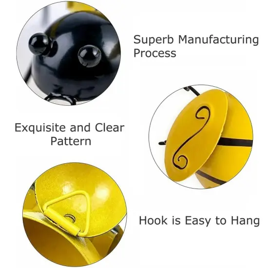 Decorative Metal Bumble Bee Garden Accents - Lawn Ornaments - Set of 4 {3}