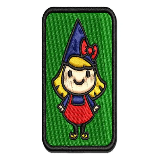 Cute Little Lady Gnome Multi-Color Embroidered Iron-On or Hook & Loop Patch Applique {1}