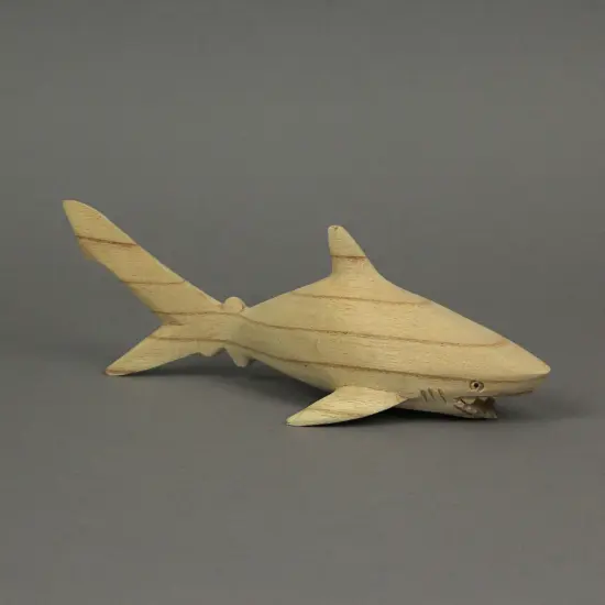 8" Hand Carved Great White Shark Wooden Sculpture &ndash; Nautical Ocean Decor {5}