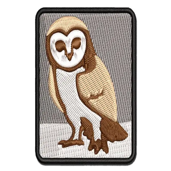 Inquisitive Barn Owl Multi-Color Embroidered Iron-On or Hook & Loop Patch Applique {1}