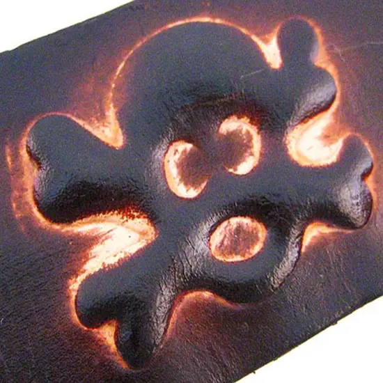 Brown Leather Skull & Crossbones Bracelet Wristband {4}