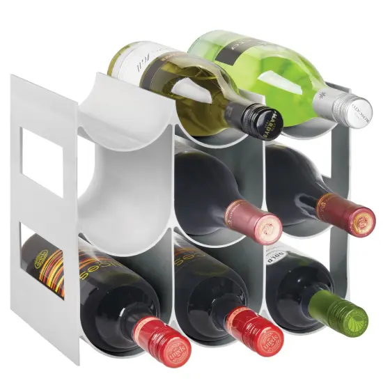 mDesign Plastic Water Bottle/Wine Rack Organizer, 3 Tiers, 9 Bottles {1}