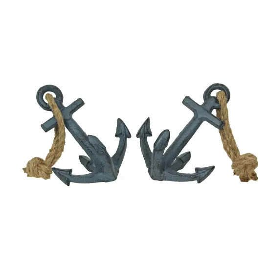 Set of 2 Cast Iron Ship Anchor Bookends Nautical Home Decor Sculptures {1}